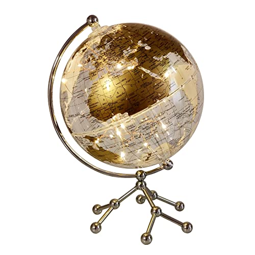 JBRUN 8" World Globe,Illuminated World Globe with Metal Stand,Educational Interactive Globe for Home Decor,Office Desktop,LED Globe Lamp