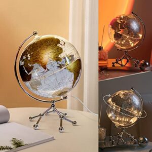 JBRUN 8" World Globe,Illuminated World Globe with Metal Stand,Educational Interactive Globe for Home Decor,Office Desktop,LED Globe Lamp