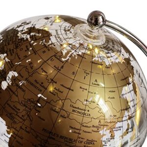 JBRUN 8" World Globe,Illuminated World Globe with Metal Stand,Educational Interactive Globe for Home Decor,Office Desktop,LED Globe Lamp