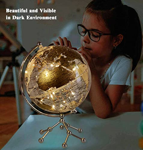 JBRUN 8" World Globe,Illuminated World Globe with Metal Stand,Educational Interactive Globe for Home Decor,Office Desktop,LED Globe Lamp