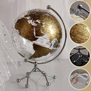 JBRUN 8" World Globe,Illuminated World Globe with Metal Stand,Educational Interactive Globe for Home Decor,Office Desktop,LED Globe Lamp