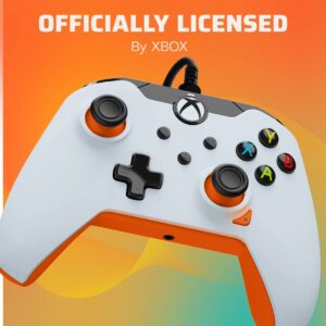 PDP Wired Xbox Game Controller - Xbox Series X|S/Xbox One/PC, Dual Vibration Gamepad, App Supported - Atomic White/Orange (Amazon Exclusive)