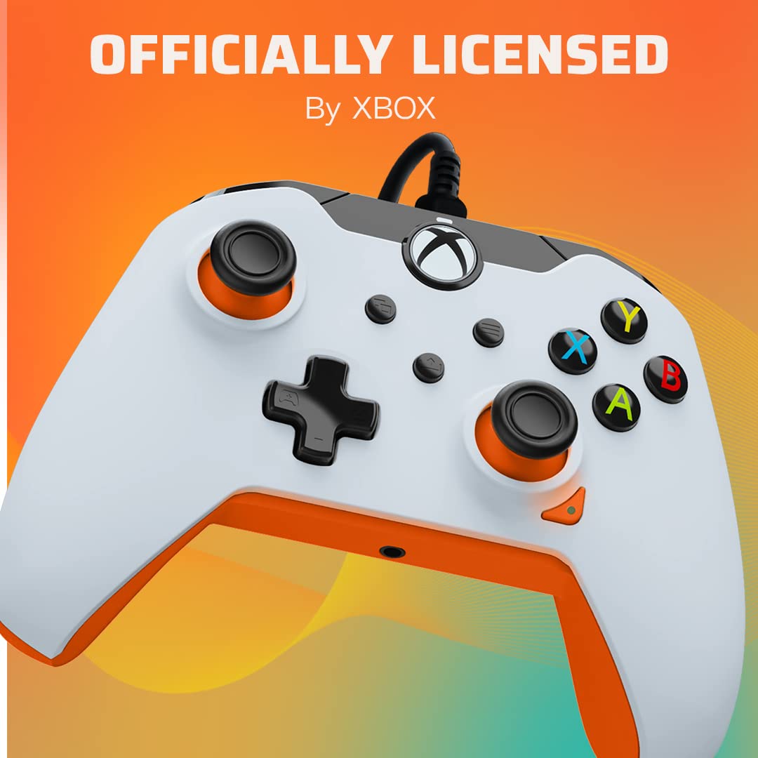 PDP Wired Xbox Game Controller - Xbox Series X|S/Xbox One/PC, Dual Vibration Gamepad, App Supported - Atomic White/Orange (Amazon Exclusive)