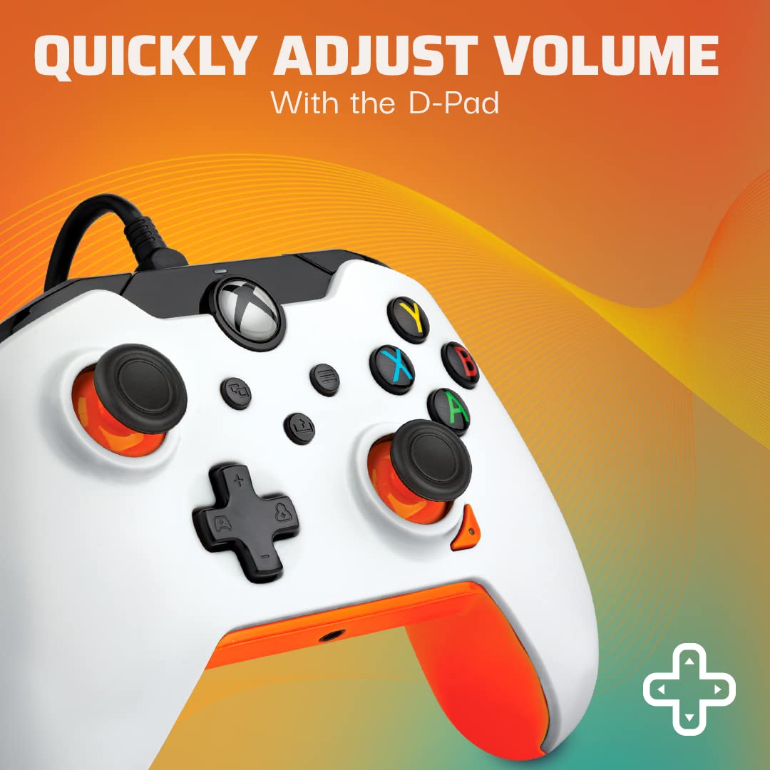 PDP Wired Xbox Game Controller - Xbox Series X|S/Xbox One/PC, Dual Vibration Gamepad, App Supported - Atomic White/Orange (Amazon Exclusive)