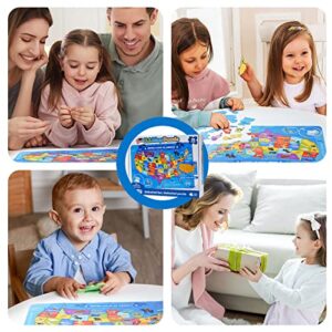 TAOZI&LIZHI United States Kids Puzzles, 70 Piece USA Map Puzzle 50 States with Capitals, Children Jigsaw Geography Puzzles Learning for Kids Ages 4-8, 3-5, 8-10-Year-Olds, US Puzzle Games