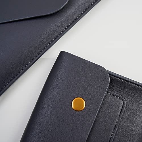 Benfan PU Leather Laptop Sleeve 13 Inch Compatible for 2022 13inch MacBook Air M2,13 MacBook Pro M2, Surface Pro 3 4 5 6 7, Dell XPS 13 with Small Pouch, Mouse Pad and Cord Organizer Color Dark Grey