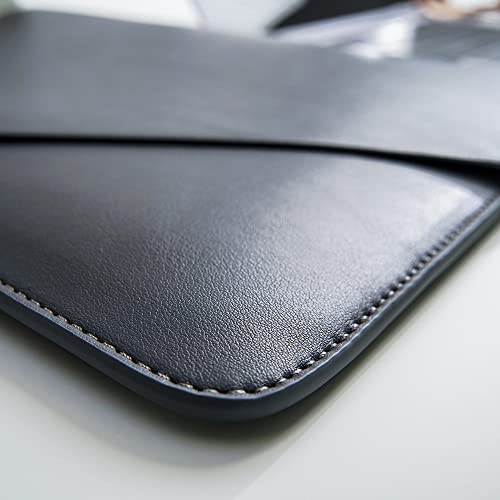 Benfan PU Leather Laptop Sleeve 13 Inch Compatible for 2022 13inch MacBook Air M2,13 MacBook Pro M2, Surface Pro 3 4 5 6 7, Dell XPS 13 with Small Pouch, Mouse Pad and Cord Organizer Color Dark Grey