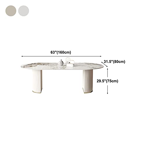 BAYCHEER Stone Dining Table Contemporary Style Oval Dining Site Table for Home - Gold 63" L x 31.5" W x 29.5" H (Table Only)