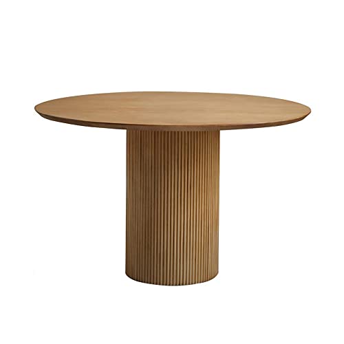 LAKIQ Modern Round Dining Table 35.5’’ Wide Pedestal Dining Room Table Contemporary Wooden Kitchen Dining Table for Small Space Small Apartment(Brown)