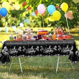 Happy Birthday Decorations-3pcs Sliver and Black Birthday Tablecloth,Rectangle Plastic Disposable Birthday Table Covers Party Decoration for Men Women 90th 80th 70th 60th 50th 40th 30th Birthday