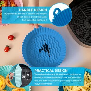 Air Fryer Silicone Liners, 7.5'' 3 to 6 QT Round Reusable Heat Resistant Air Fryer Silicone Liner Bowl Pots Basket Covers Accessories for Ninja COSORI Chefman GoWISE PowerXL Air Fryers Oven