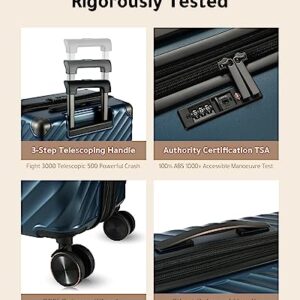 PC Blue Carry On Luggage 22x14x9 - Expandable Hard Shell Suitcase with Spinner Wheels