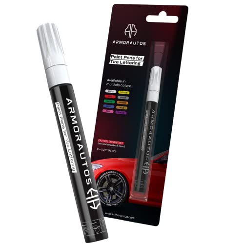 ArmorAutos Tire Paint Pen for Car Letters - Marker White Pens Lettering Permanent Letter Tire, Non-Fading Pen, Waterproof & Motorcycle