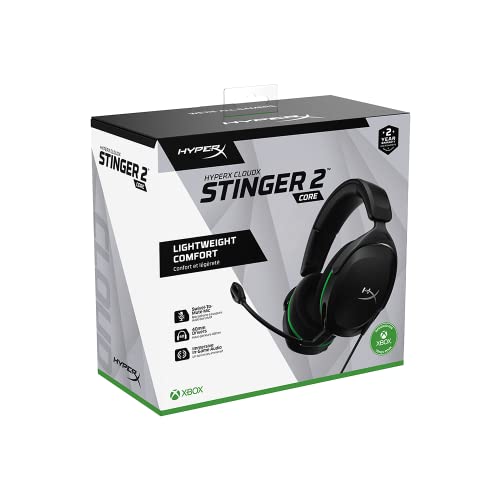 HyperX CloudX Stinger 2 Core - Gaming Headset for Xbox, Lightweight Over-Ear headsets with mic, Swivel-to-Mute Function, 40mm Drivers - Black