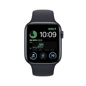 Apple Watch SE (2nd Gen) [GPS 44mm] Smart Watch w/Midnight Aluminum Case & Midnight Sport Band - M/L. Fitness & Sleep Tracker, Crash Detection, Heart Rate Monitor, Retina Display, Water Resistant