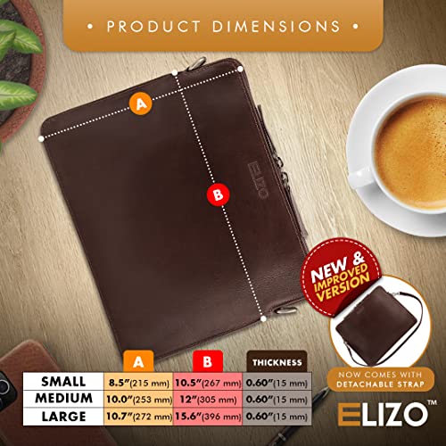 Leather IPad Pro 12.9 Case IPad Cover - Apple IPad 8th Generation Case - IPad Sleeve - IPad Case 13 Inch Leather Laptop Bag - Surface Pro 7 Case Galaxy Tab S7+ - Jacobean - ELIZO