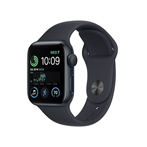 Apple Watch SE (2nd Gen) [GPS 40mm] Smart Watch w/Midnight Aluminum Case & Midnight Sport Band - S/M. Fitness & Sleep Tracker, Crash Detection, Heart Rate Monitor, Retina Display, Water Resistant