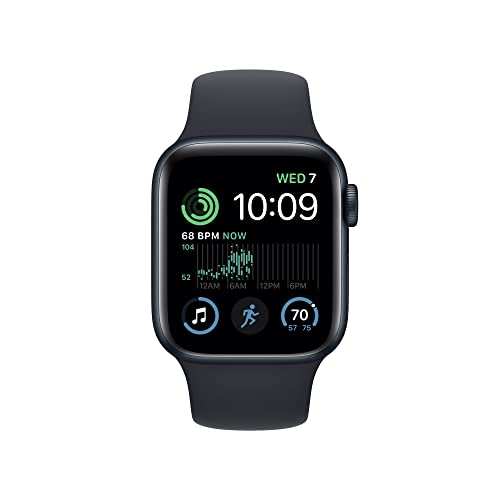 Apple Watch SE (2nd Gen) [GPS 40mm] Smart Watch w/Midnight Aluminum Case & Midnight Sport Band - S/M. Fitness & Sleep Tracker, Crash Detection, Heart Rate Monitor, Retina Display, Water Resistant