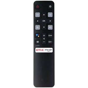new rc802v replacement remote compatible with tcl android tv with prime video, netflix hotkeys without voice function