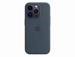 apple iphone 14 pro silicone case with magsafe - storm blue