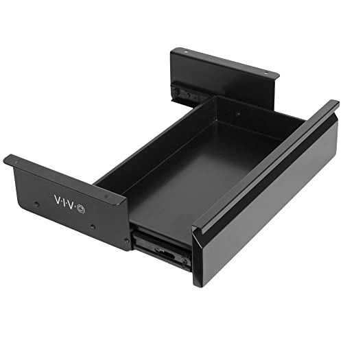 VIVO 16 inch Under Desk Mounted Sliding Pull-Out Drawer for Desk, 27 inch Clamp-on Keyboard Tray, 1.5 inch M8 Locking Caster Wheels, Cable Tie Set, Black, DESK-ACK-01