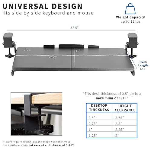 VIVO 16 inch Under Desk Mounted Sliding Pull-Out Drawer for Desk, 27 inch Clamp-on Keyboard Tray, 1.5 inch M8 Locking Caster Wheels, Cable Tie Set, Black, DESK-ACK-01