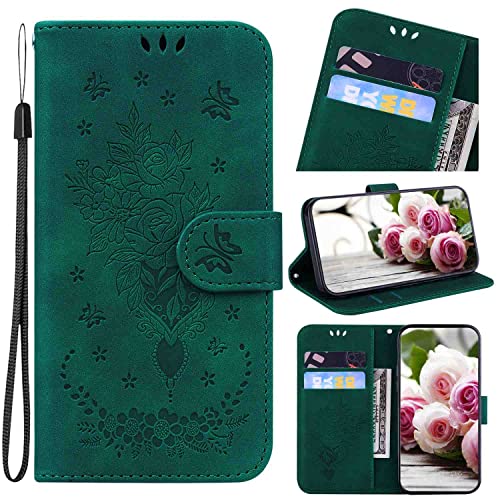 MojieRy Phone Cover Wallet Folio Case for Oppo REALME 7 PRO, Premium PU Leather Slim Fit Cover for REALME 7 PRO, 2 Card Slots, Fashion Cover, Green