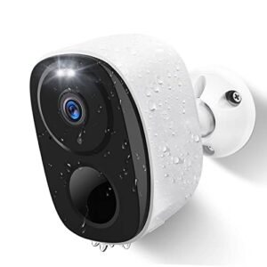 security cameras wireless outdoor, 2k battery powered spotlight siren alarm indoor home camera, color night vision, 2-way audio, ai detection, cloud/sd, waterproof, work with alexa, no monthly fee