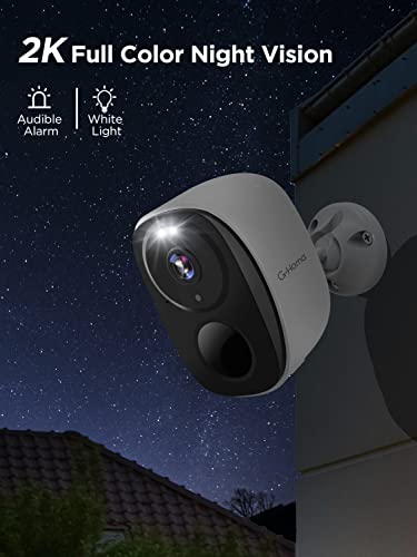 Security Cameras Wireless Outdoor, 2K Battery Powered Spotlight Siren Alarm Indoor Home Camera, Color Night Vision, 2-Way Audio, AI Detection, Cloud/SD, Waterproof, Work with Alexa, No Monthly Fee