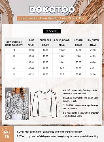 Dokotoo Cute Tops for Women Floral Print Round Neck Smocked Long Sleeve Blouses Stylish Summer Shirts Babydoll Chiffon Clothing for Women Blue M