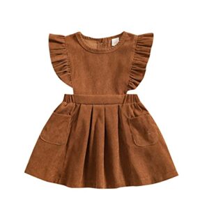 mersariphy toddler baby girl dress baby girl suspender dress straps skirt overall dresses winter fall clothes (brown e, 12-18 months)