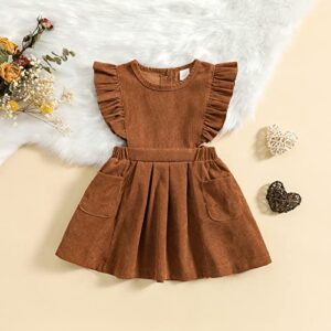 MERSARIPHY Toddler Baby Girl Dress Baby Girl Suspender Dress Straps Skirt Overall Dresses Winter Fall Clothes (Brown E, 12-18 Months)