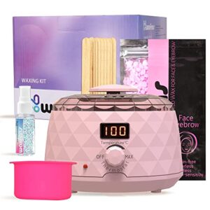 waxfans digital wax warmer for hair removal,crystal wax pot, waxing kit for women and men ,wax kit with wax beads for sensitive skin,waxing at home for full body, cera para depilar