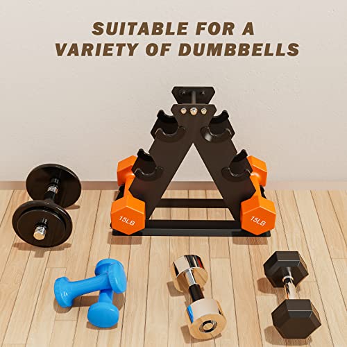 AKYEN Dumbbell Rack, Weight Rack for Dumbbells Compact A-Frame 3-Tier Home Gym Space Saver