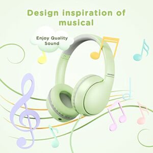 weneed Over Ear Headphones with Microphone for School/Travel/iPad, 94dB Volume Limited-Shareport, Foldable Wired Headphones for Kids/Teens/Boys/Girls, Green