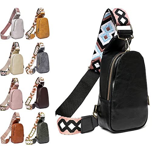 Small Crossbody Sling Bag for Women Fashion Fanny Packs Purses Chest Bag with Guitar Strap Sling Backpack for Travel Workout Running