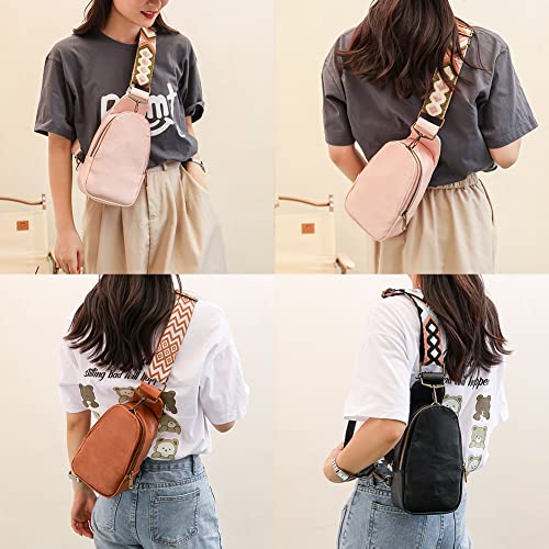 Small Crossbody Sling Bag for Women Fashion Fanny Packs Purses Chest Bag with Guitar Strap Sling Backpack for Travel Workout Running