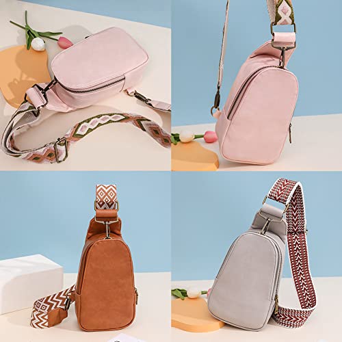 Small Crossbody Sling Bag for Women Fashion Fanny Packs Purses Chest Bag with Guitar Strap Sling Backpack for Travel Workout Running