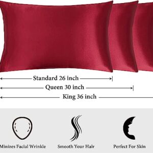 THOHAG Satin Pillowcase for Hair and Skin Set of 1, Queen Size 𝟭𝟮𝟬𝗚𝗦𝗠 Thicken Silk Pillow case, Soft and Smooth Satin Pillow Covers for Living Room, Burgundy