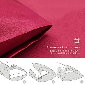 THOHAG Satin Pillowcase for Hair and Skin Set of 1, Queen Size 𝟭𝟮𝟬𝗚𝗦𝗠 Thicken Silk Pillow case, Soft and Smooth Satin Pillow Covers for Living Room, Burgundy