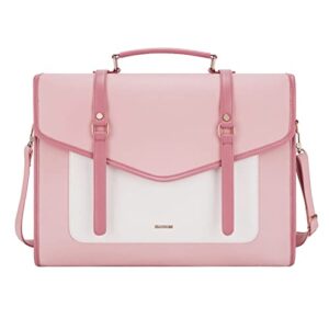 ecosusi laptop bag for women 15.6 inch pu leather briefcase large computer satchel bag professional work messenger bag