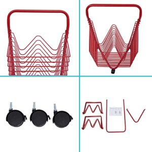 DNYSYSJ Art Drying Rack for Classroom, Paint Drying Rack Art 16 Shelves Metal Artwork Storage Display Rack with Wheels, 16.9x12.6x33.4in (Red)