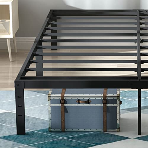 Rooflare Full Bed Frame 14 Inch High 9 Legs Max 3500lbs Heavy Duty Metal Full Size Platform for Boys Girls Kids No Box Spring Needed Black Easy to Assemble-Black
