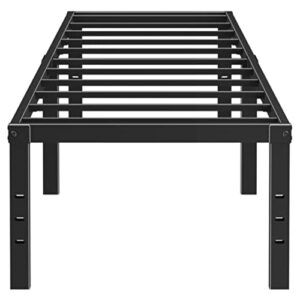 rooflare twin size bed frames 18 inch tall max 3500lbs heavy duty metal twin size platform for boys girls kids no box spring needed black easy to assemble-black