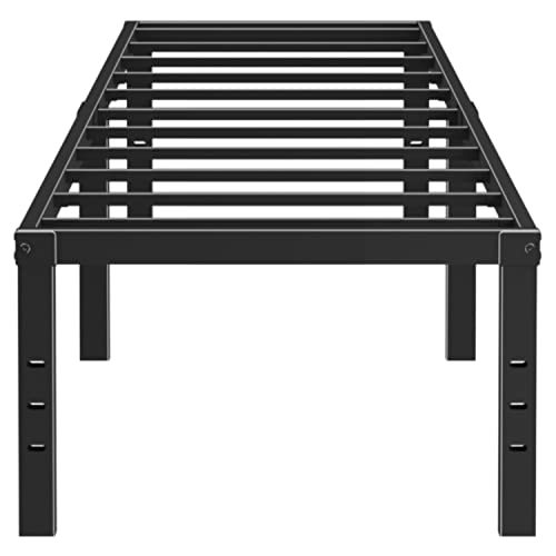 Rooflare Twin Size Bed Frames 18 Inch Tall Max 3500lbs Heavy Duty Metal Twin Size Platform for Boys Girls Kids No Box Spring Needed Black Easy to Assemble-Black