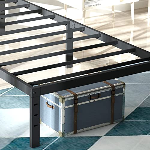 Rooflare Twin Size Bed Frames 18 Inch Tall Max 3500lbs Heavy Duty Metal Twin Size Platform for Boys Girls Kids No Box Spring Needed Black Easy to Assemble-Black