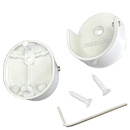 Desunia Closet Rod Support Flanges with Rear Pin | Heavy Duty 32mm Diameter Clothes Pole End Sockets for Wardrobes | Gloss White | 10 Pack