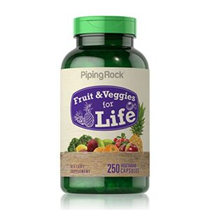 piping rock fruits and veggies supplement | 250 capsules | superfood fruit and vegetables vitamins | vegetarian, non-gmo, gluten free