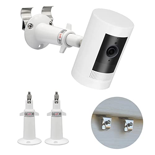 Ring Camera Vinyl Siding Wall Mounts No Drill 360 Degree Adjustable,Compatible with Ring Stick up Cam & Ring Indoor Cam（2Pack White）