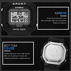 KINGNUOS Outdoor Sports Watches Unisex Digital Watch Couple Men Women Waterproof LED Clock Square Electronic Student Wrist (Blue)